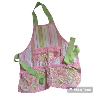Bagolitas Adorable Pretty Apron for Little Girls Child Size Pink Green Ribbon